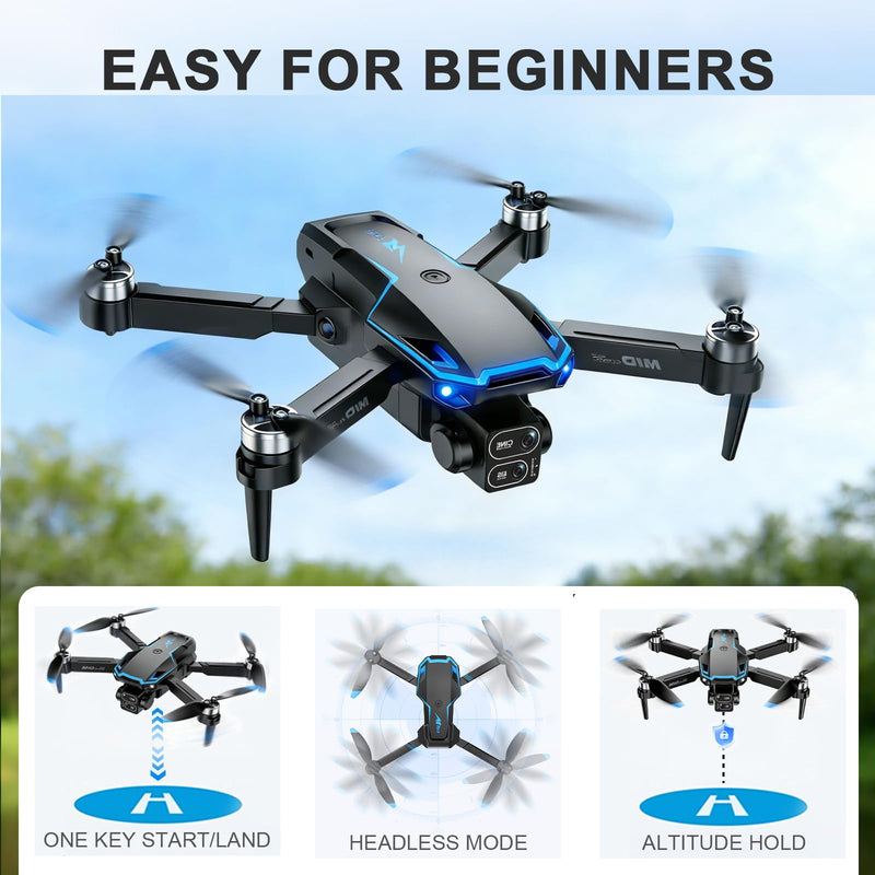 Drone with Camera for Kids Adults Beginners FPV RC Mini Drone One-Key Take Off/Landing 3 Speeds blue