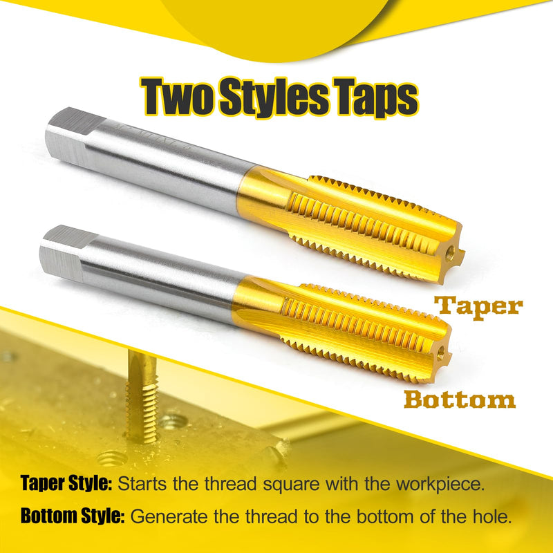 2Pcs M20 x 1.5 Thread Tap,M2 HSS Right Hand M20 x 1.5 Thread Milling Tap,Taper and Bottom Threading Hand Tap 2Pcs Taper & Bottom Tap Set