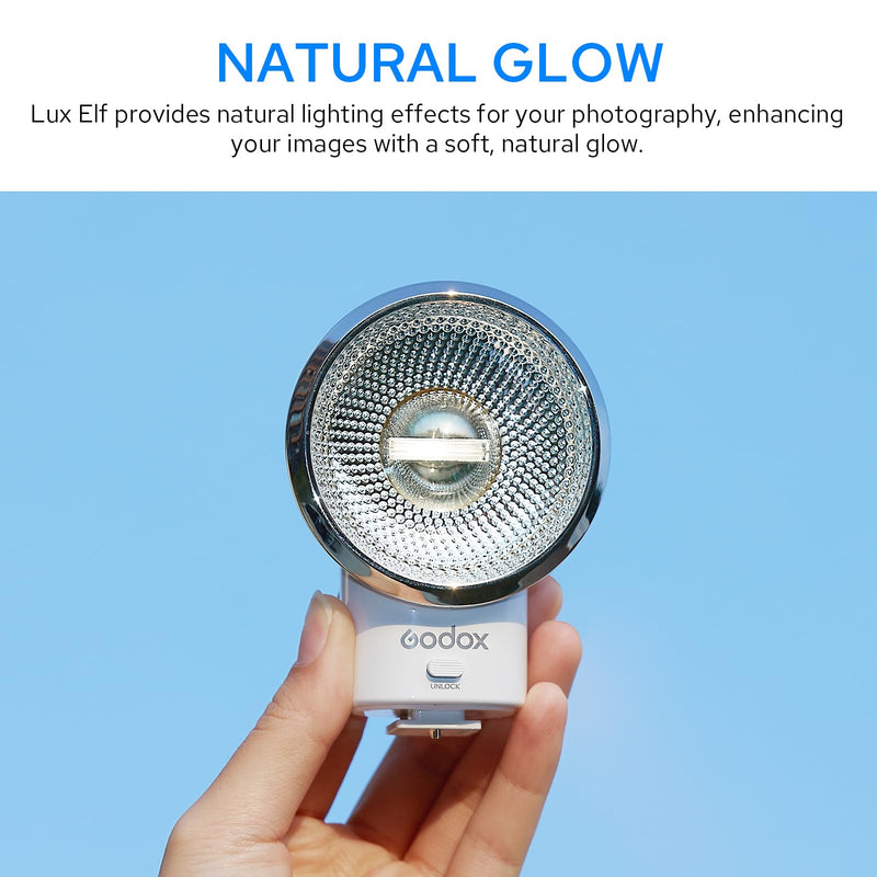 Godox Lux Elf Retro Camera Flash, GN6 6000K±200K, Mini Flash Speedlight | For Fujifilm Sony Canon Nikon Olympus Cameras, S1/S2 Optical Control, 5 Levels Flash Power Steps, Built-in 350mAh Battery