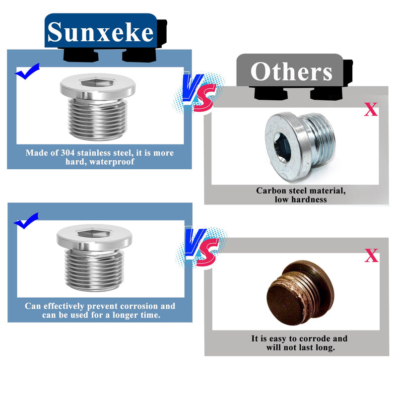 M18 x 1.5 Sensor Plug Standard with Inner Hex Head,304 Stainless Steel Universal Fit with Red Copper O-Ring for Motorbike,Trucks and Motorcycles 1PCS Plug