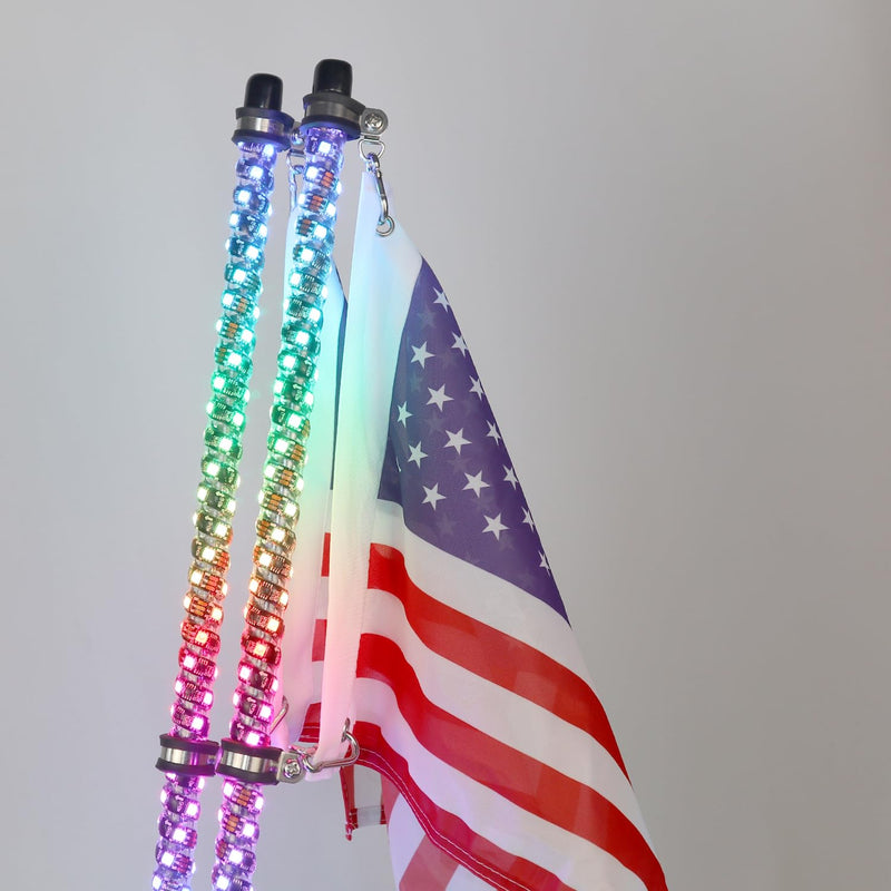 2PCS American Flags for Whip Lights or Antenna Flag Poles, Whip Light American Flags for UTV ATV Can-Am Polaris RZR SXS (16.3" x 12") 2 American flags Whip Light Flags