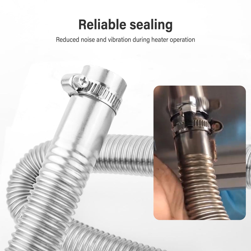 59" Diesel Heater Exhaust Pipe,1" ID Stainless Steel Flexible Exhaust Tubing with 2 Hose Clamps,Universal Exhaust Hose Kit Diesel Heater Accessories for Diesel Air Heater (59") 59"