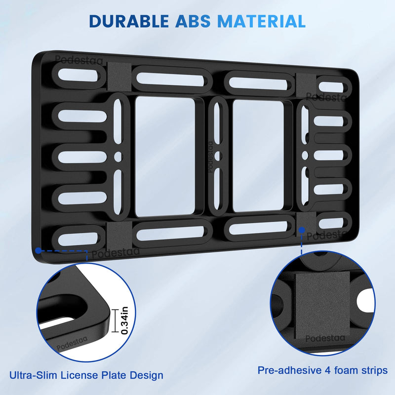Front License Plate Bracket Holder, 2 Drill License Plate Mount, Universal Bumper Car Tag Frame Mounting kit