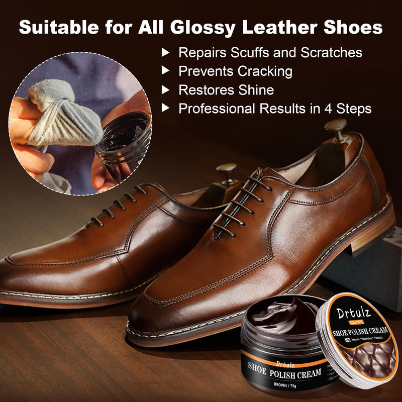 15Pcs Shoe Shine Kit for Men – Gift with Mink Oil & Saddle Soap, 3 Horsehair Brushes, Black/Brown/Neutral Polish – Leather Boot Care Kit with Sponges & Cloth – Complete Cleaning & Conditioning Set