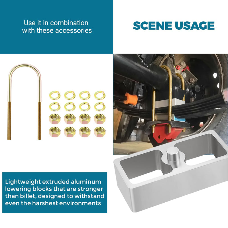 1 PCS Upgrade 1 Inch Universal Leaf Spring Lowering Block Kit Aluminum for Ride Height Adjustment