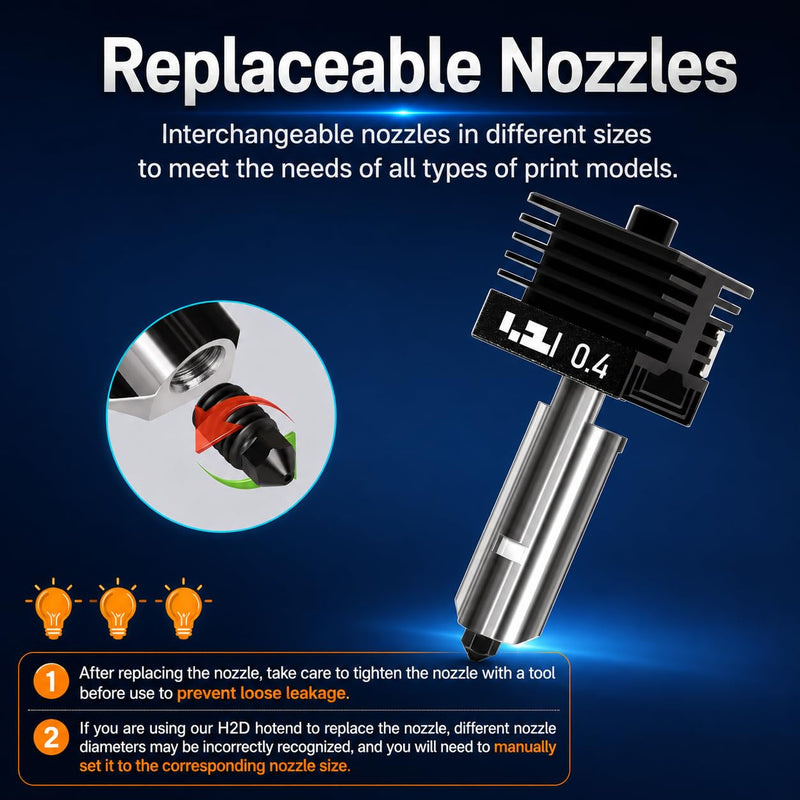 4PCS 0.2/0.4/0.6/0.8mm Hotend Compatible with Bambu Lab X2D/P2S/H2S/H2D/A1/A1 Mini – Quick Swap Extruder Print Head with 4 Silicone Cover Socks