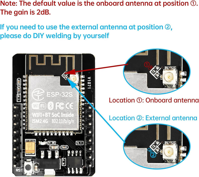 2-Pack ESP32 CAM Development Board, for ESP32-CAM MB WiFi/Bluetooth Development Board, DC 5V Dual Core Development Board with 2.4G Antennas IPEX, OV2640 Camera TF Card Module 2PCS