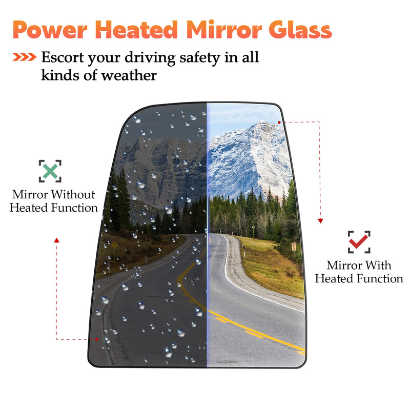 Driver Left Side Upper Rearview Convex Heated Mirror Glass With Rear Holder Fits for 2015-2022 Ford Transit-150 250 350 HD CK4Z17K707B CK4Z17K707D
