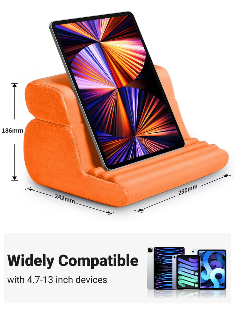 UGREEN Tablet Pillow Stand for Lap Soft Holder Bed with 3 Viewing Angles Adjustable Home Office Accessories Compatible with iPad Pro 13 12 11 10.5 Air Mini 5 4 3 2 Phone 16 15 14 E-Reader Orange