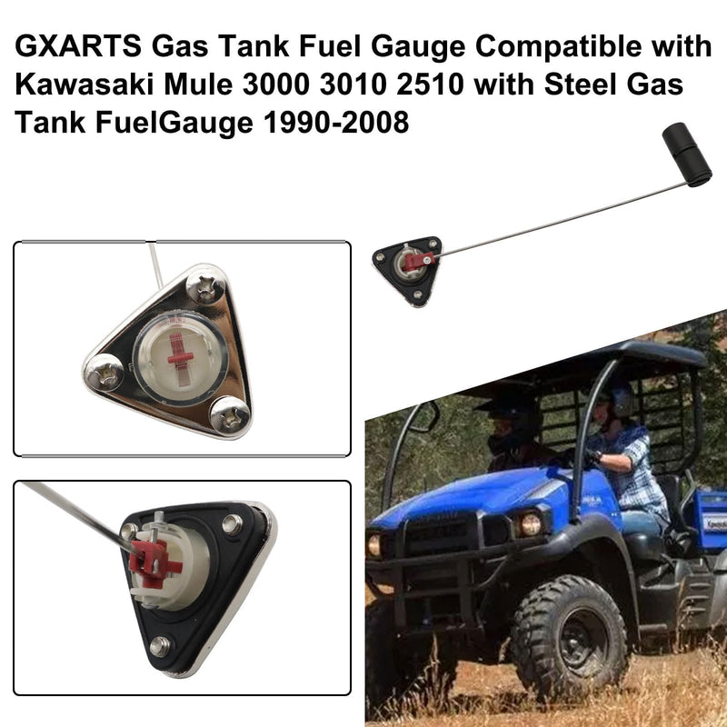GXARTS Gas Tank Fuel Gauge Compatible with Kawasaki Mule 3000 3010 2510 1990-2008 with Steel Gas Tank Fuel Gauge Replacement # 52005-0733 52005-0086 52005-0013 52005-1085