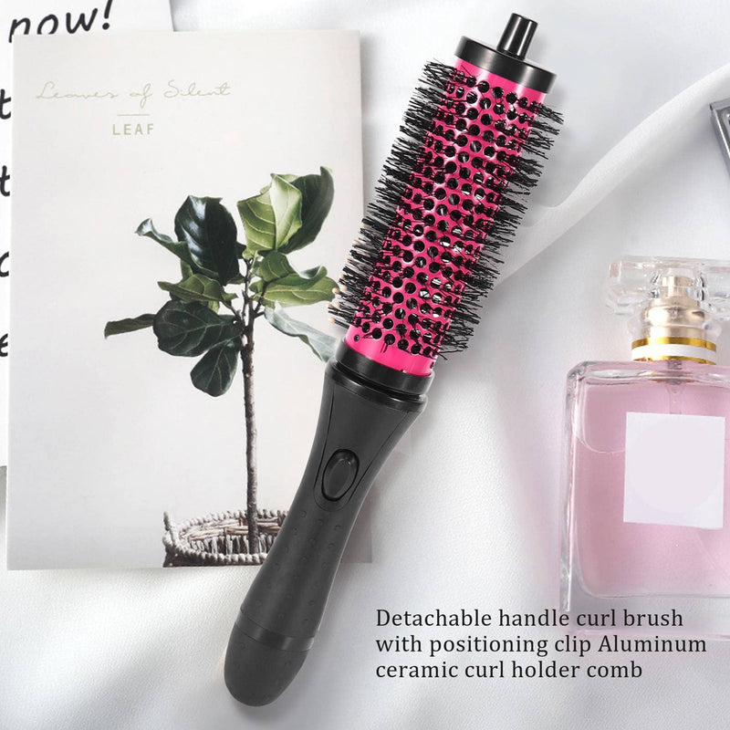6pcs/set 3 Sizes Detachable Handle Hair Roller Brush with Positioning Clips Aluminum Ceramic Curler Comb Hairdresser