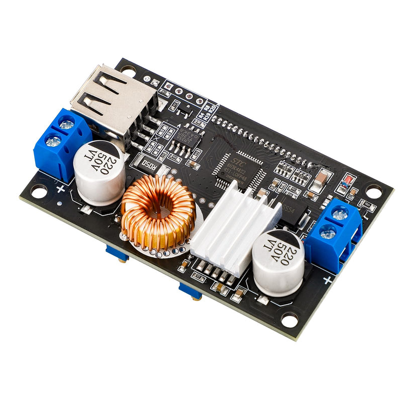 DROK DC Buck Converter Adjustable Voltage Regulator 12V 6V-32V to 1.5-32V 5A, LCD Screen Step Down Converter with USB Port and Protective Case Buck 6-32V to 1.5-32V