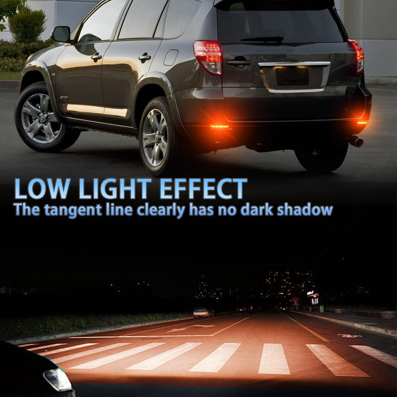  [AUSTRALIA] - Full LED Rear Bumper Reflectors Fog Brake Tail Light Lamps Compatible with Toyota Rav4 2006-2012/Scion xD 2008-2014 Turn Signal Feature Accessories (Red) Red