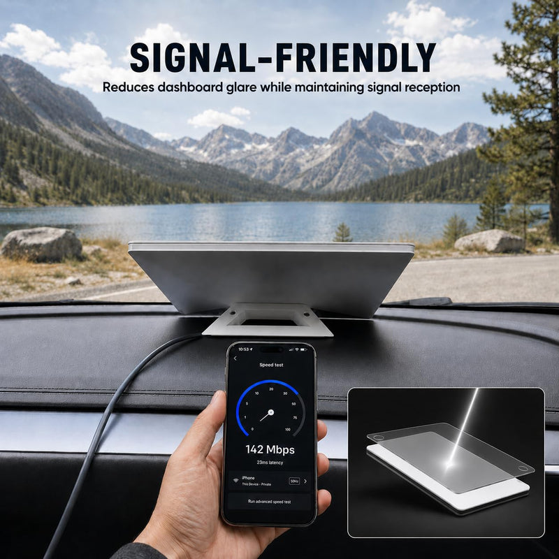 Anti-Glare Dashboard Panel for Starlink Mini, Windshield Glare Reducer | Helps reduce windshield glare, supports normal Starlink Mini signal, and avoids significant added heat from dark full covers