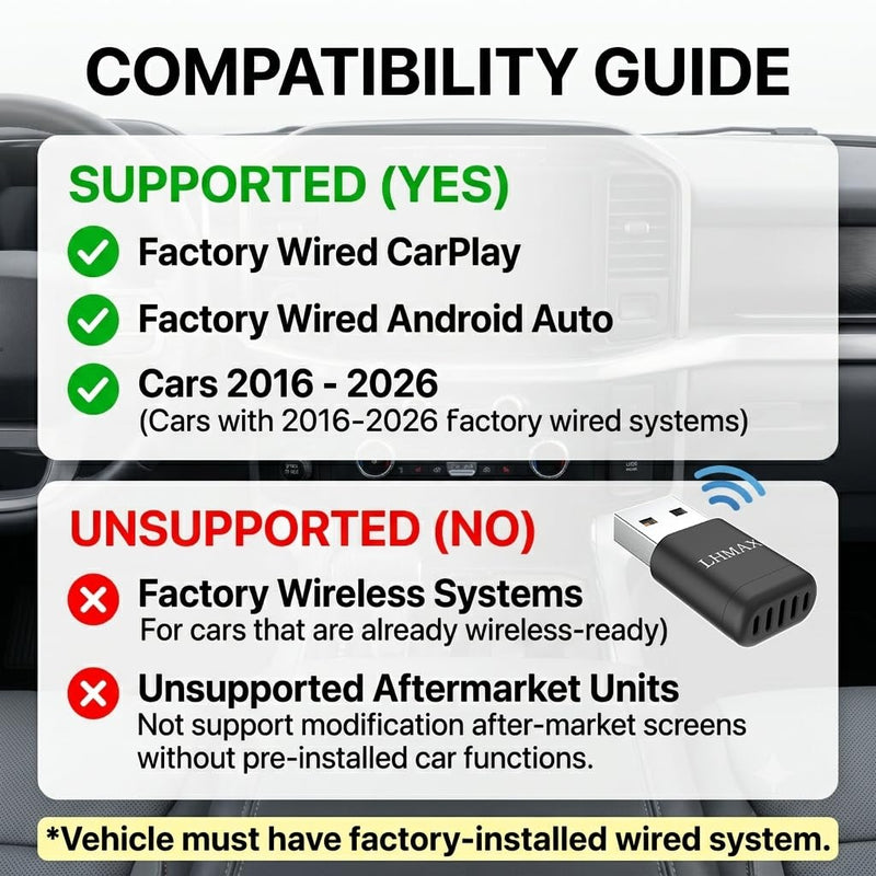 Ultra-Compact 2 in 1 Wireless CarPlay & Android Auto Adapter | Stealth dongle plugs flush into your USB-C or USB-A ports, clearing dash clutter without blocking cup holders.