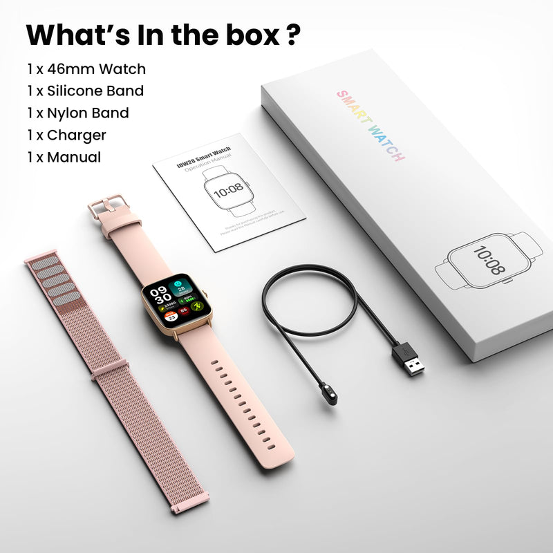 ENOMIR Smart Watch for Women Answer Phone Health Monitoring with 2 Bands | 10-Day Long Battery Life,Fast Charge, Sleep Monitoring, All-day Activity Tracking, IP68 Waterproof, 100+ Watch Face Pink