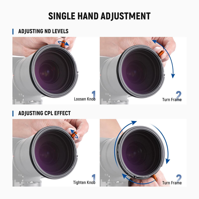 NEEWER 62mm 3 in 1 Variable ND + CPL + Black Diffusion 1/4 Lens Filter | HD ND2-32 Circular Polarizer Black Diffusion 1/4 Filter for Mist Cinematic Effect Filter Photography Camera Accessories