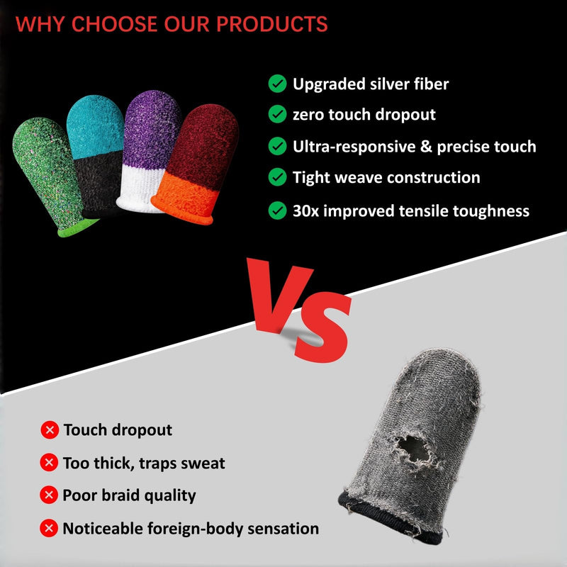 40pc Gaming Finger Sleeves, Esports Grade | 4 Styles, No Break Touch, Anti-Sweat, for FPS/TPS/ACT/MOBA