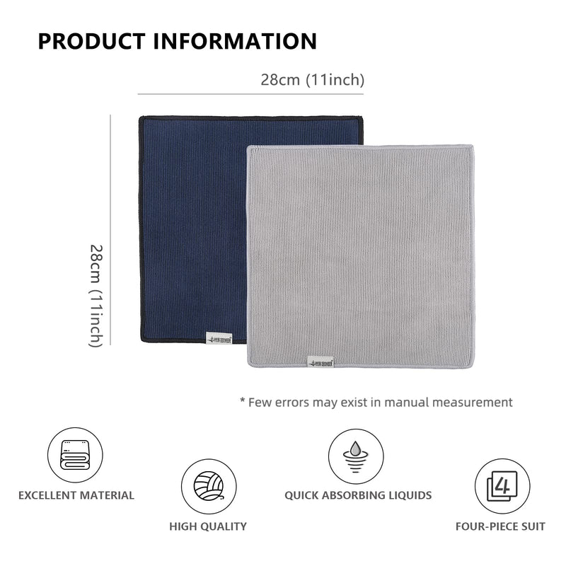 MHW-3BOMBER Barista Towels for Espresso 4Pack, 11" Microfiber Barista Cloth Espresso Cleaning Towel for Coffee Bar - Coffee Cleaning Accessories fit Espresso Machine|Steam Wand|Countertop CT5322