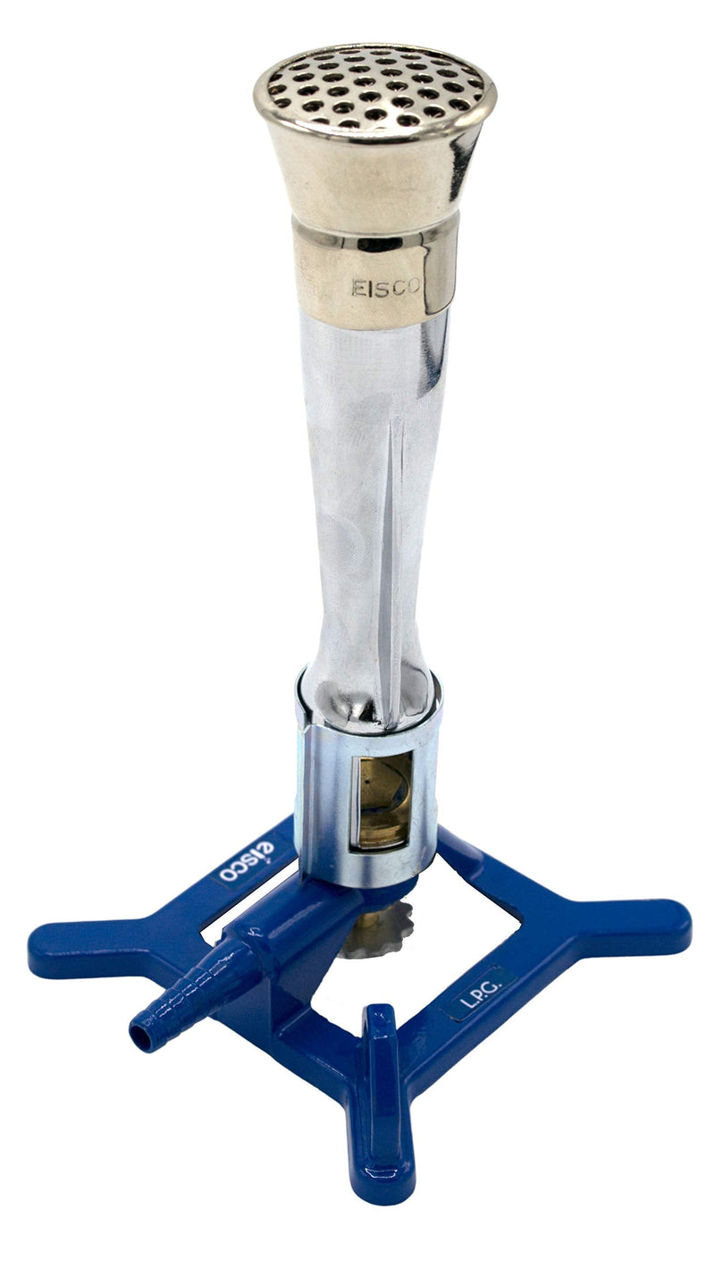 EISCO Meker Bunsen Burner, LPG - Gas Flow Control, Flame Stabilizer, Air Flow Adjustable - Cast Iron StabiliBase, Anti-Tip Design with Handle - Suitable for use with LPG/Butane Gas