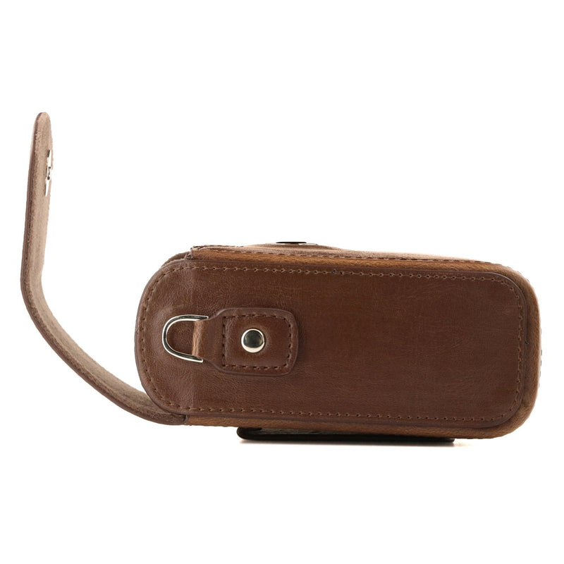 MegaGear Leather Camera Case with Strap, Compatible with Canon PowerShot S120, Nikon Coolpix P340, Panasonic Lumix DMC-ZS50, ZS45, Sony Cyber-shot DSC-RX100 III, IV, V – Brown Dark Brown