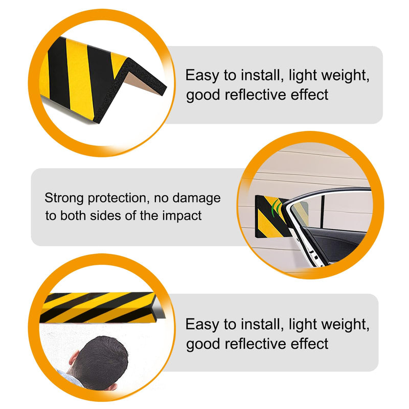 2pcs Garage Wall Guards Wall Protector Cover Yellow and Black Foam Wall Corner Guard for Parking Garages (Yellow+Black) Yellow+Black