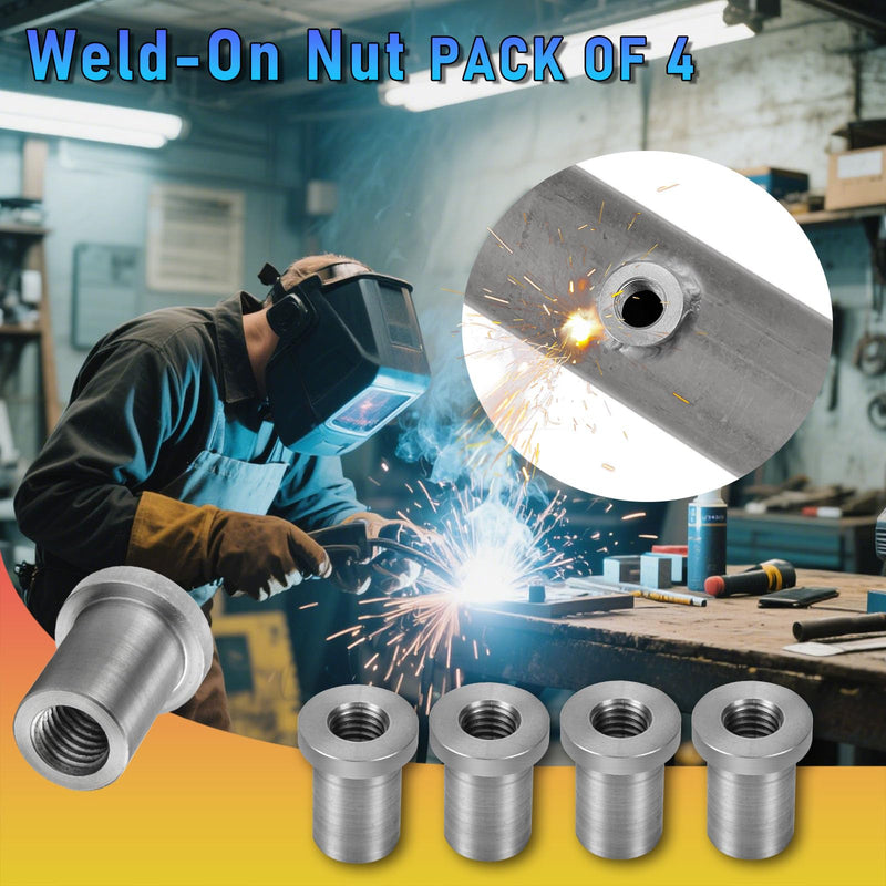 Weld-On Nut,1/2"-13 Thread Long Threaded Stepped Female Weld Nut Steel Chassis Mount Tab Pack of 4 1/2"-13 4-Pack