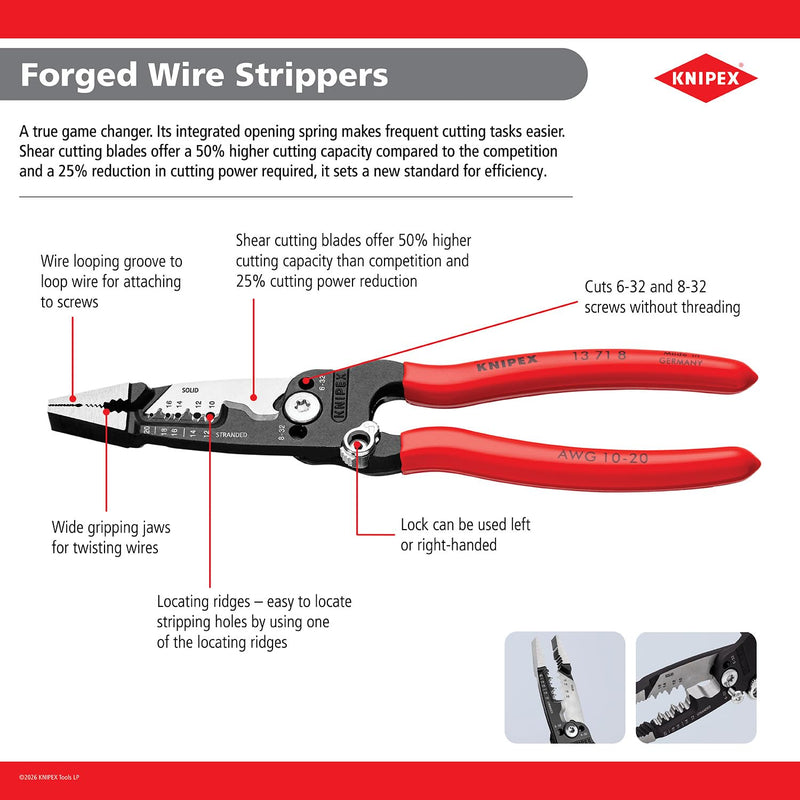 KNIPEX Tools 13 71 8 Forged Wire Stripper, 8-Inch 8 inches (Pack of 1) Standard Grip