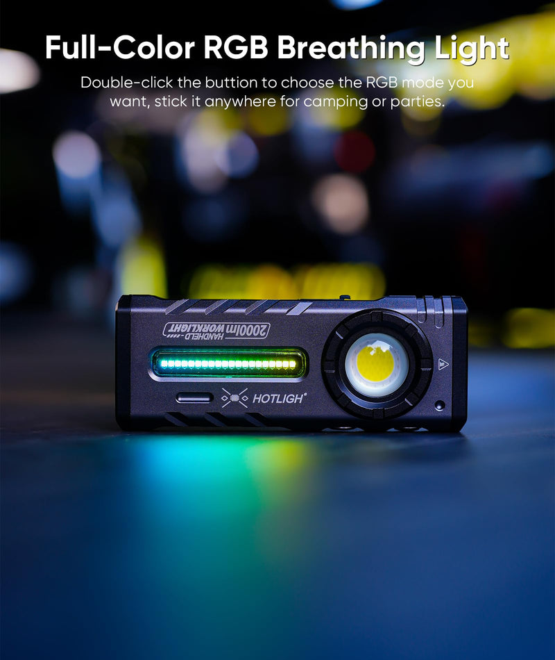 ZF8313 Rechargeable Flashlight, Magnetic EDC Flashlight Rechargeable, 2000 Lumens LED Flashlight with RGB and UV Lighting Source for Outdoor, Car Repairing