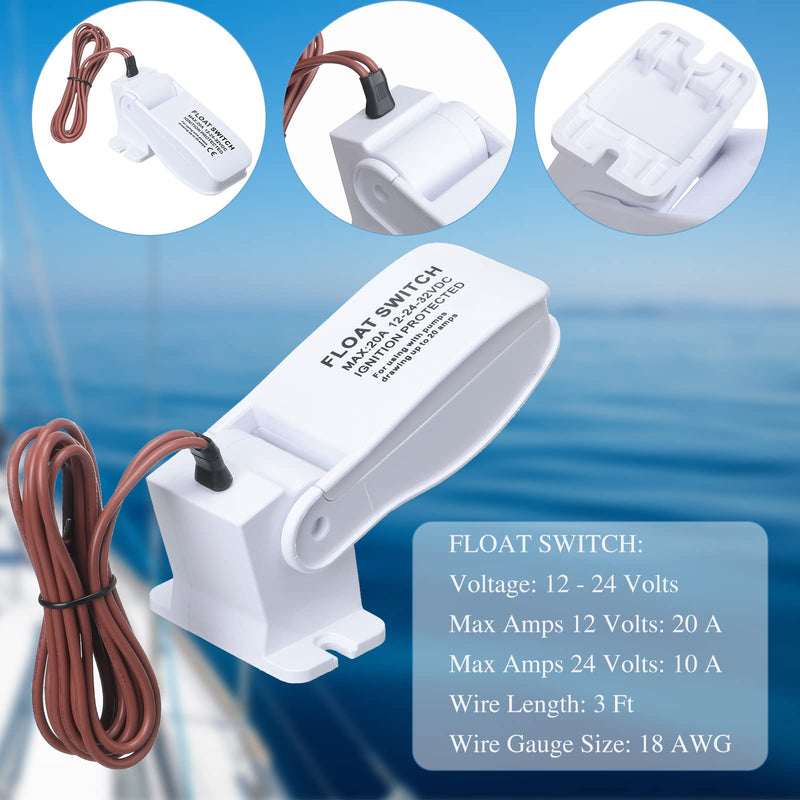 12 V 1500 GPH Bilge Pump Marine Boat Bilge Water Pump with Automatic Bilges Pumps Float Switch 12 V 24 V 32 V for Boats Ponds