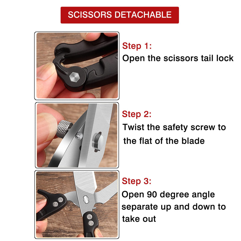 Kitchen Shears Heavy Duty Poultry Shears Meat Cutting Dishwasher Safe and Stainless Food Kitchen Scissors for Chicken Turkey Thanksgiving,Burgundy Burgundy
