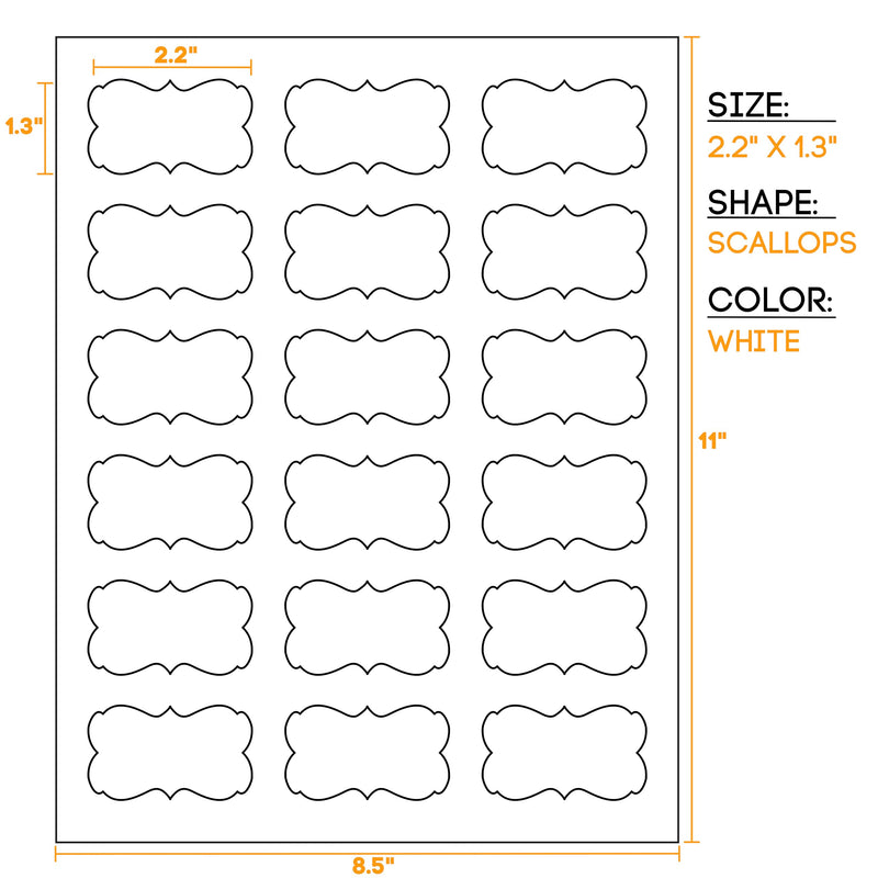  [AUSTRALIA] - Waterproof Essential Oil Labels, 90 Scallops, 2.2x1.3 Inches, Oil Proof, Highly Durable, Strong Glue, for 10ml and Larger Bottles and Rollers