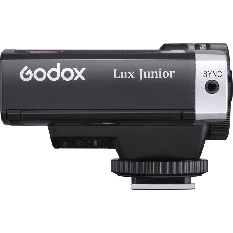 Godox Flash Lux Junior Retro Camera Flash, Compact Portable Flash in Black with Simple Controls, Soft Even Lighting for Portraits, Everyday Photography, Beginners and Content Creators