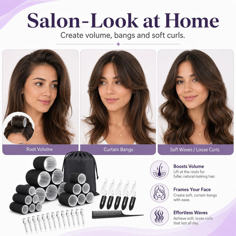 50PCS Hair Curlers Rollers with Clips Hair with 4 Sizes (60/48/36/25mm) Hair Curlers for Perfect Curls, Hot Rollers kit for long hair, Hair rollers for long hair