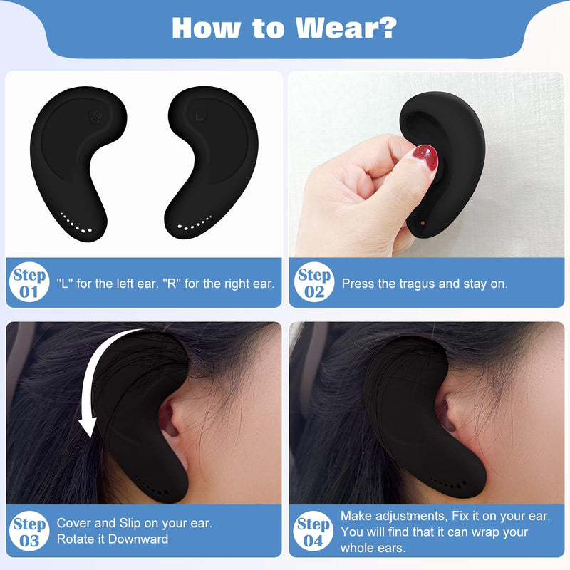 FERNIDA Silicone Ear Covers for Dryer & Hair Dye & Heat Iron, High-Temp Resistance & Reusable Ear Protectors Pair for Salon Home Black