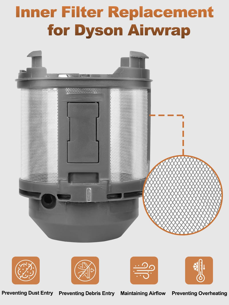 Outer Filter Cage Cover Replacement and Filter Cleaning Brush and Inner Filter Replacement Cover Compatible with Dyson Airwrap HS01 HS02 HS05 HS08