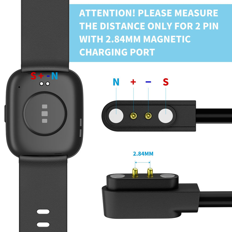 Charging Cable for Smart Watch, USB/USB-C to Magnet Charging Cable for IDW13/15/16/17, IDW19/20/25/26/28,SW021/023/025,ID205L ID205G/205U/205S/206/216 (3.1ft)