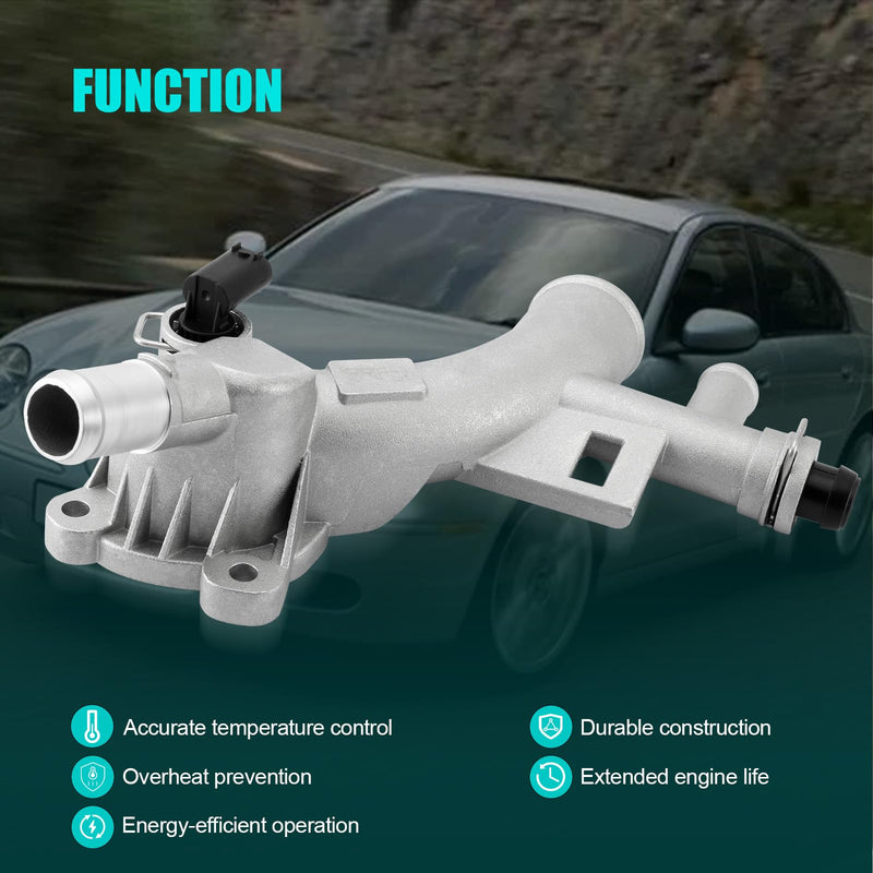 25193922 Aluminum Engine Coolant Thermostat Housing Water Outlet (1.4L L4) for Chevrolet Cruze 2011-2016, Cruze Limited 2016, Sonic 2012-2020, Trax 2013-2020, for Buick Encore 2013-2019