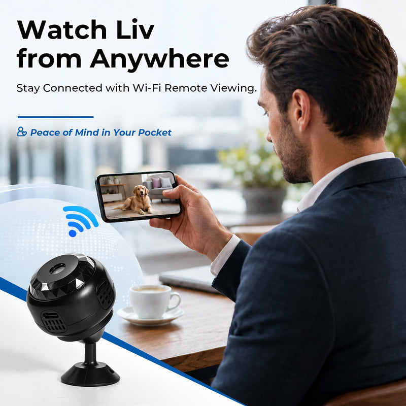 4K Hidden Camera, Mini WiFi Nanny Cam with Motion Detection & Night Vision (Black) | Spy Cam Indoor for Baby Pets Security with App Control
