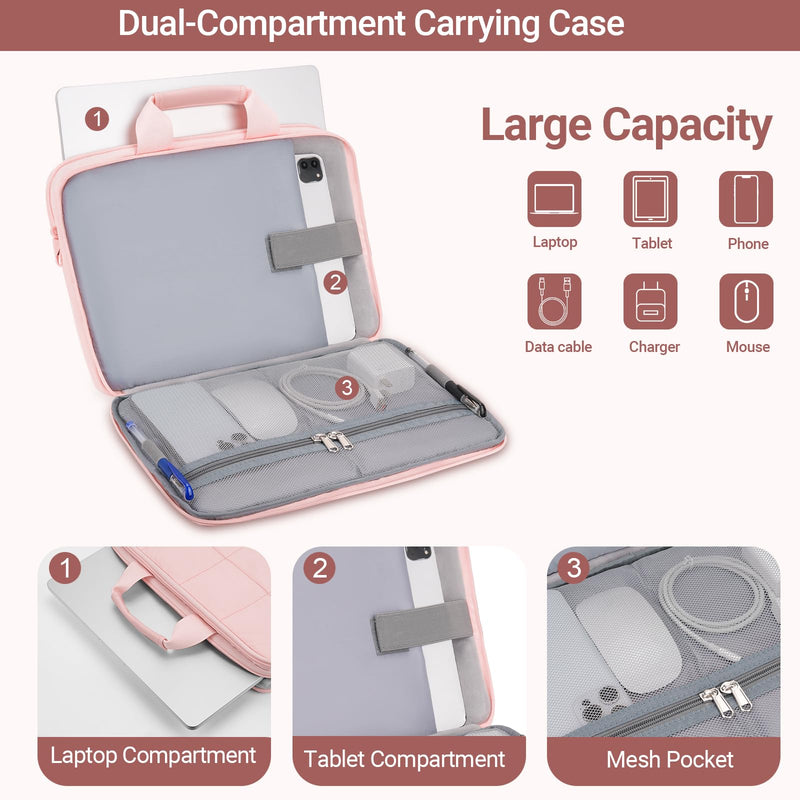 MOSISO Compatible with MacBook Air 13 inch Case M5 M4 M3 M2 2026-2022 | Hard Case&Puffy Bag&Keyboard Skin&Webcam Cover&Screen Film for MacBook Air 13.6, A3449 A3240 A3113 A2681, Pink