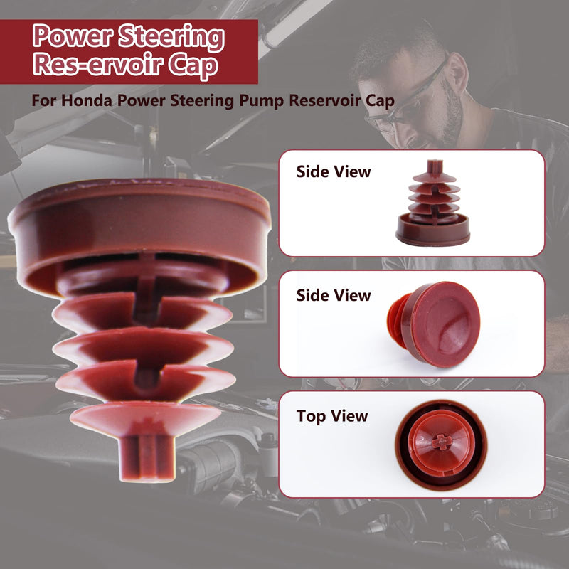 2PCS Power Steering Reservoir Cap, Power Steering Pump Reservoir Cap Plug Cover 53697-Sb3,Power Steering Pump Plug Cover Compatible with Honda Accord Odyssey Crv Civic Rd5/7 (Red)