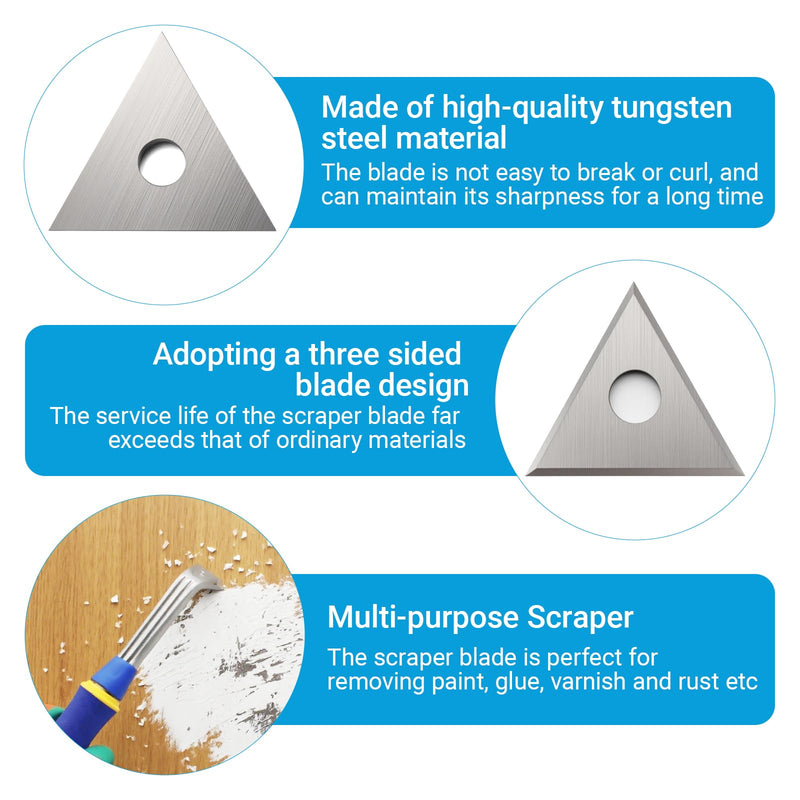10 Pack 1" Triple Edge Blade,1 Inch Paint Scraper Blades Tool,Three-Edged Triangle Tungsten Steel Blade