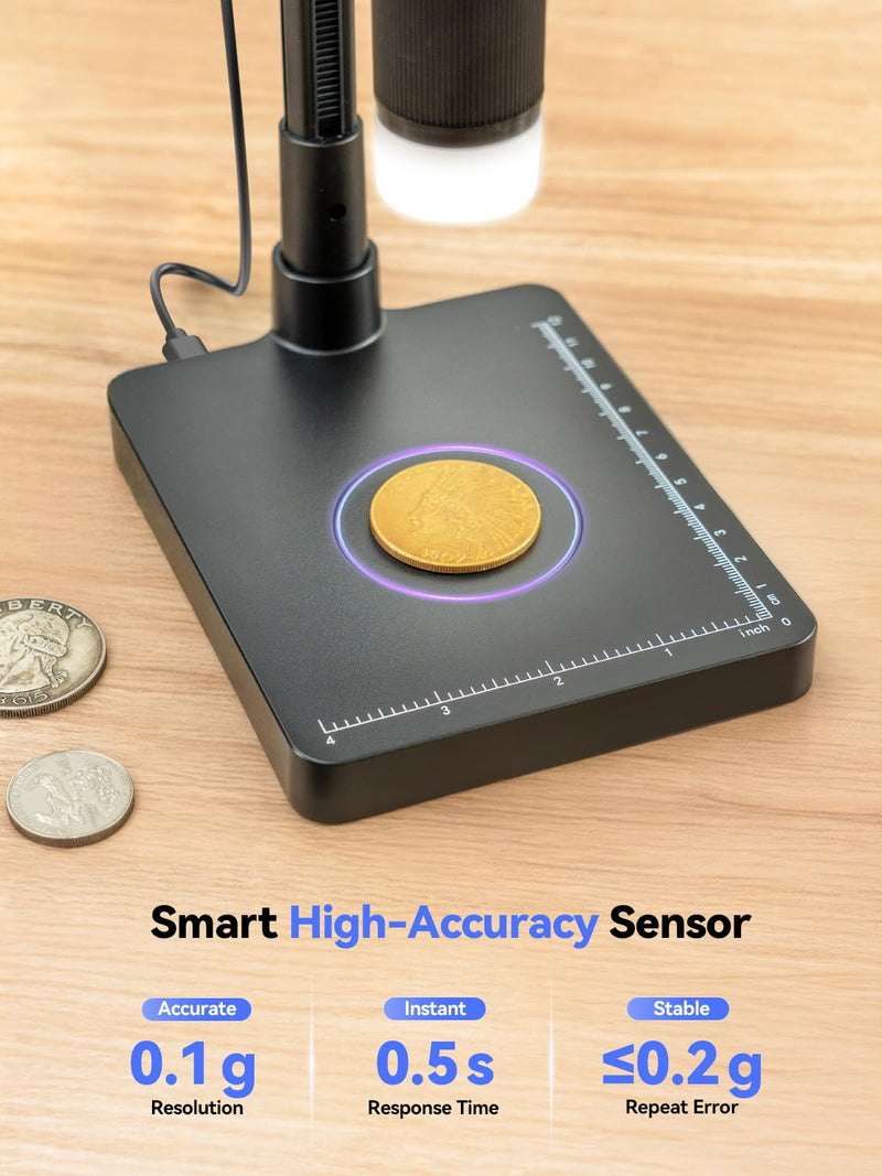 TOMLOV DM4W Microscope with Weighing Scale: 4.3" Digital Coin Microscope with Screen, Error Coin Magnifier with Lights, Weight Scale for Collectors, Jeweler, Students, Compatible with Windows/Mac Digital Microscope with 4.3 Inch Screen