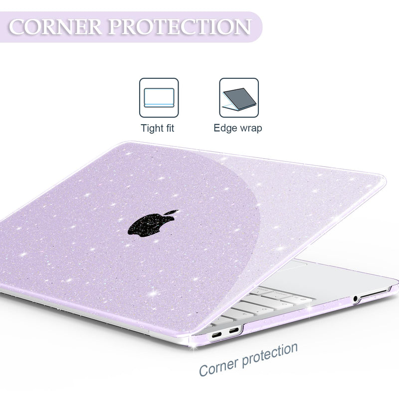 B BELK Compatible with MacBook Neo Case 13 inch 2026 A3404, Glitter Purple | Crack & Scratch Resistant Cover Protective Ultra-Thin Hard Shell with 2 Keyboard Covers & Screen Film
