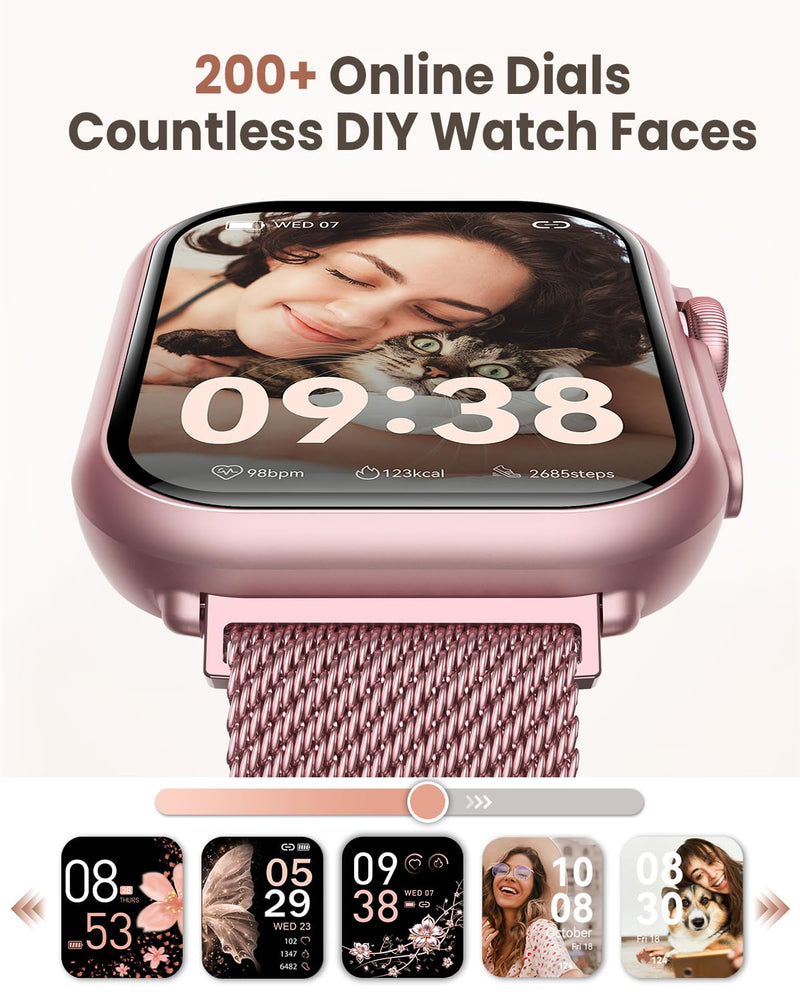 1.83" Smart Watches for Women (Android/iPhone), with 1000mAh Battery, 5ATM | 110+ Sports Modes, Messages and App Notifications, Health Monitoring(Blood Pressure, 24/7 Heart Rate, SpO2, Sleep), Pink 1.83"