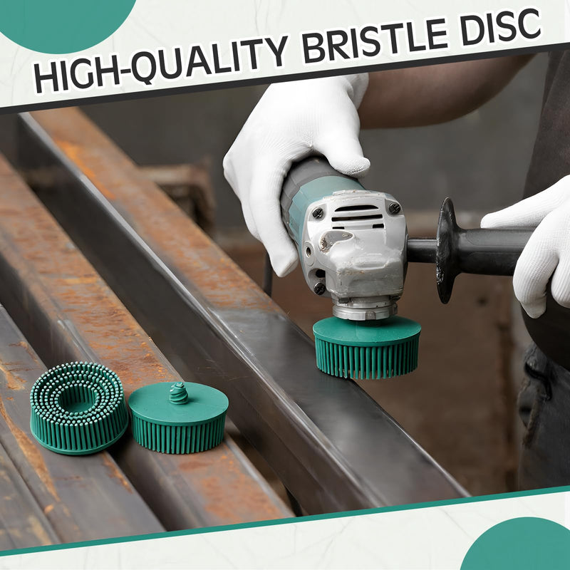 10 Pcs 2 Inch Bristle Disc Grit 50# Abrasive Coating Removal Disc Green Deburring Electric Brush Tapered Coarse Bristle Brush for Metal Grit 50#