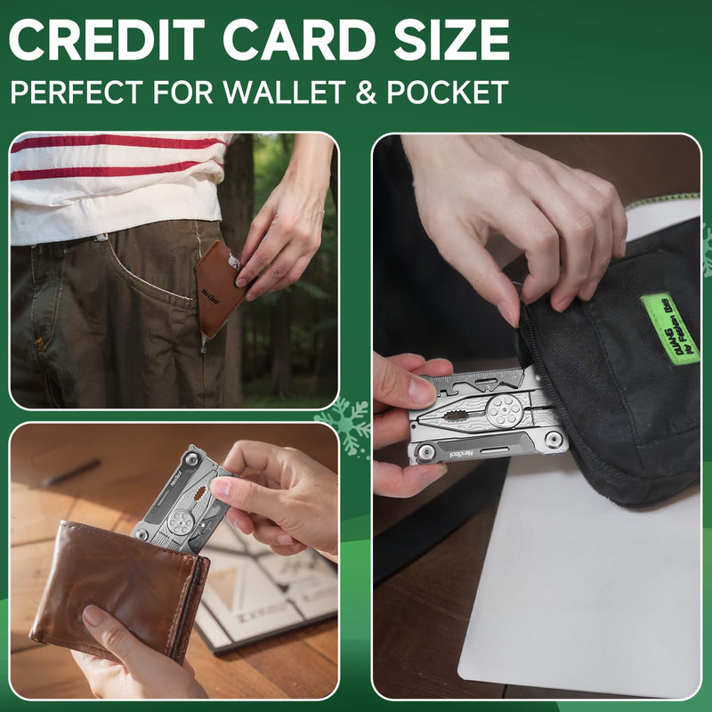 NexTool Folding Credit Card Multitool Wallet Multi Tool, 20 in 1 Stainless Steel Wallet Tool Card with Pliers, Knife, Bottle Opener,Hexagon Spanner, Compact, Lightweight EDC Tools,Gifts for Men Unique Pocket Size Sliver Credit Card Multitool