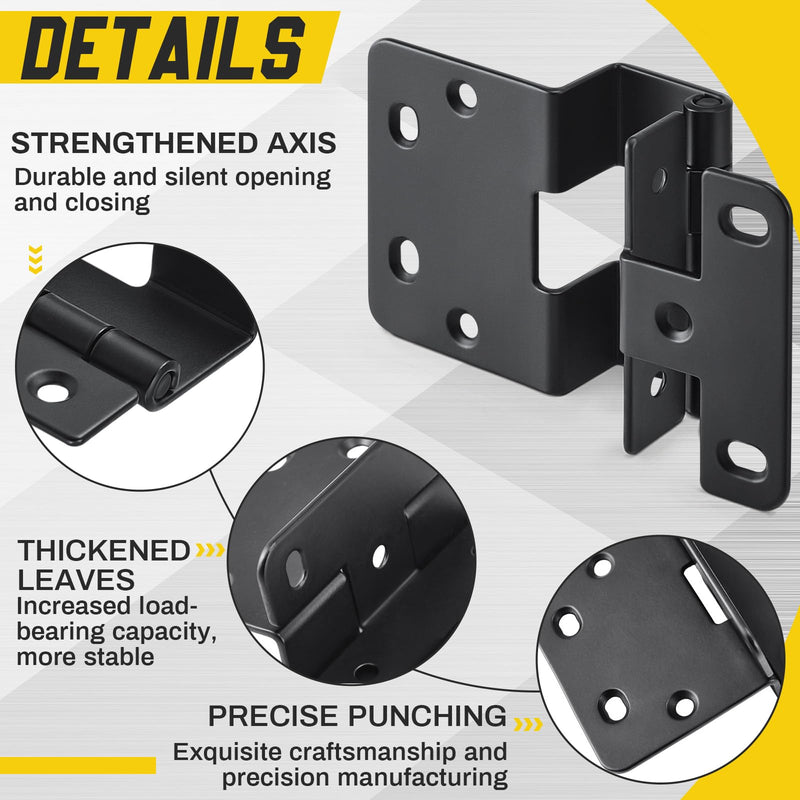Yaocom 4 Pcs Five-Knuckle Hinge for 3/4" Door Thickness, 270 Degree Institutional Hinge, Black Powder Finish for Institutional Use in Hospitals, Schools, and Other Commercial Settings (Black)