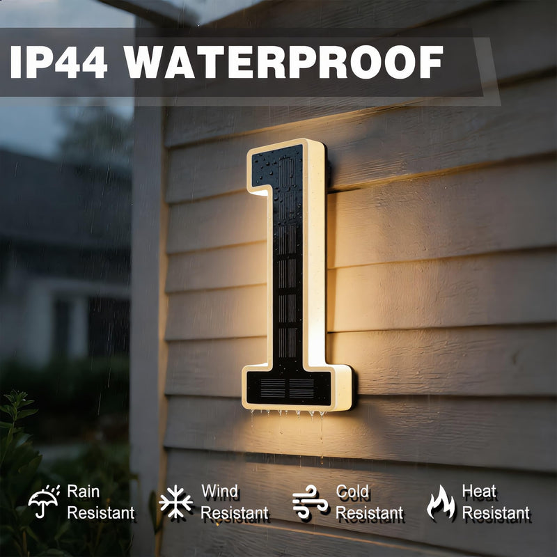 ISUNMEA 6.7 Inch Solar Lighted House Numbers for Outside, Light Up Waterproof LED Address Signs for Houses, Backlit Illuminated Exterior Modern House Numbers Light (1-Black, 6.7IN) 1-Black