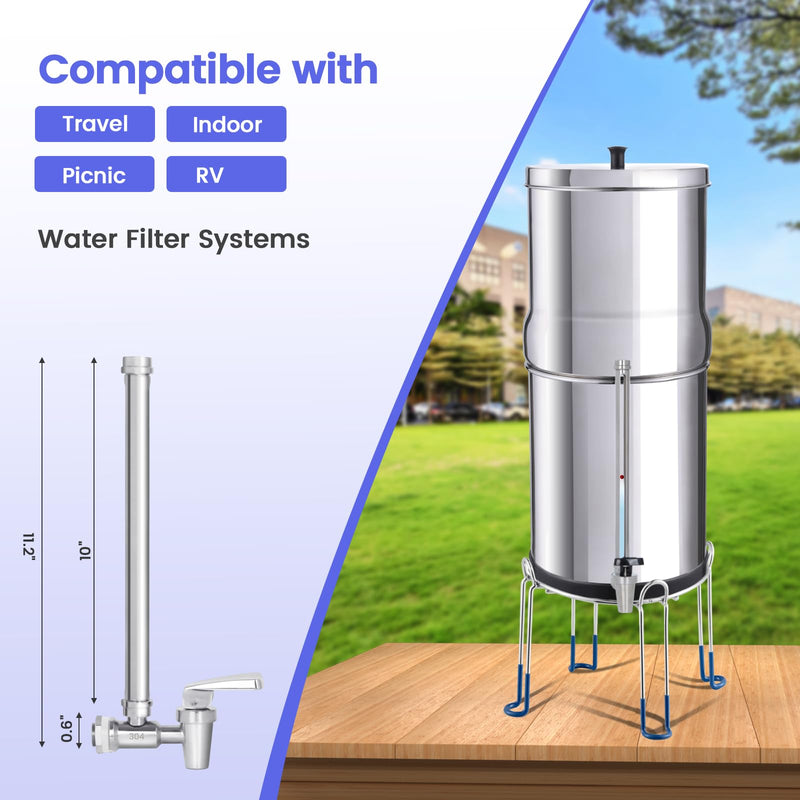 10 Inch Sight Glass Spigot, Clear View Water Level with Red Floating Ball, Durable Metal Material, Fits Universal Gravity Filter Systems 10” Complete